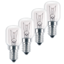 4x Backofenlampe E14 bis 300° Glühbirne 25W Kühlschranklampe 125 Lumen Warmweiß